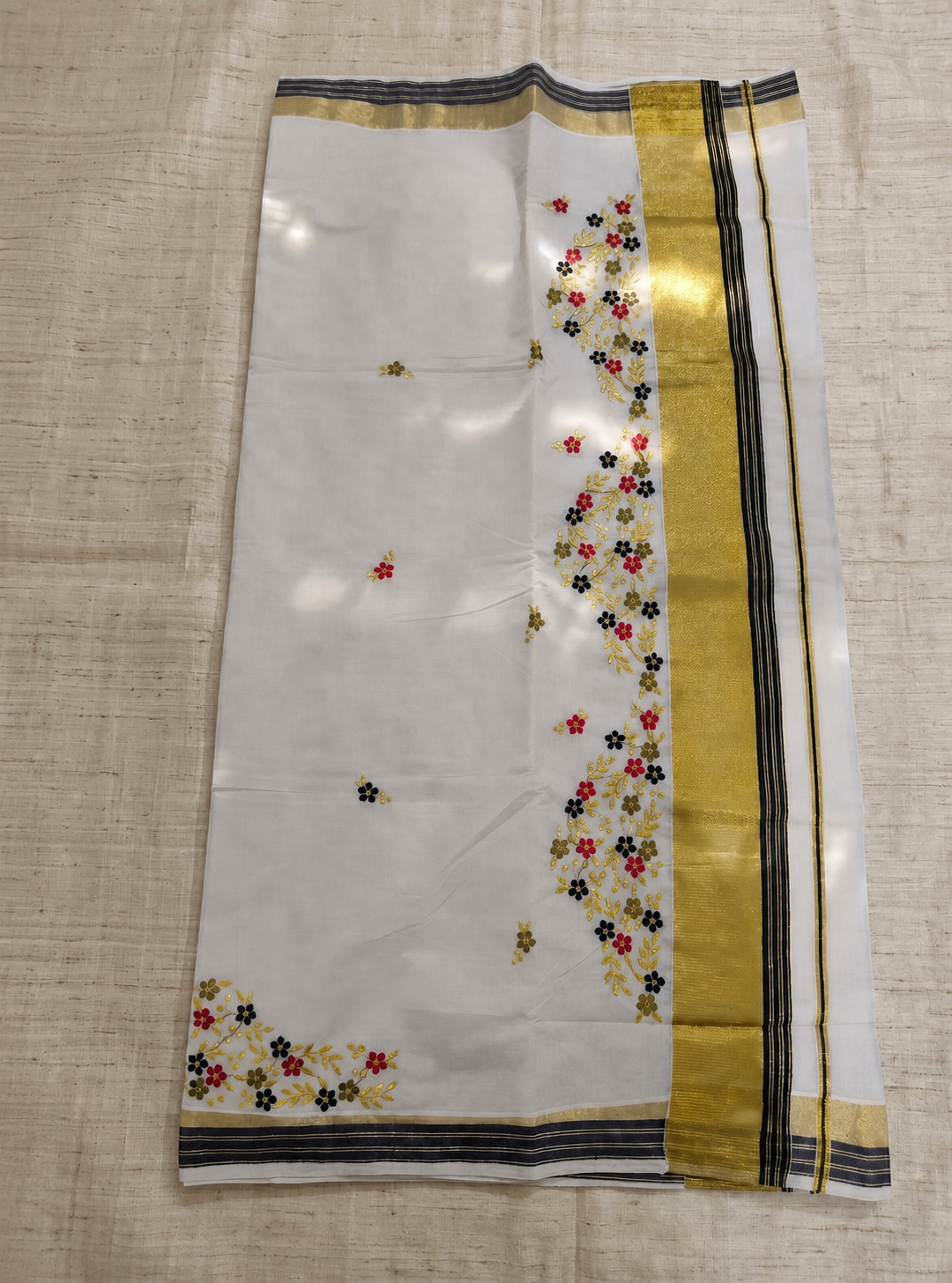 Pushpavalli Cotton Kasavu Black