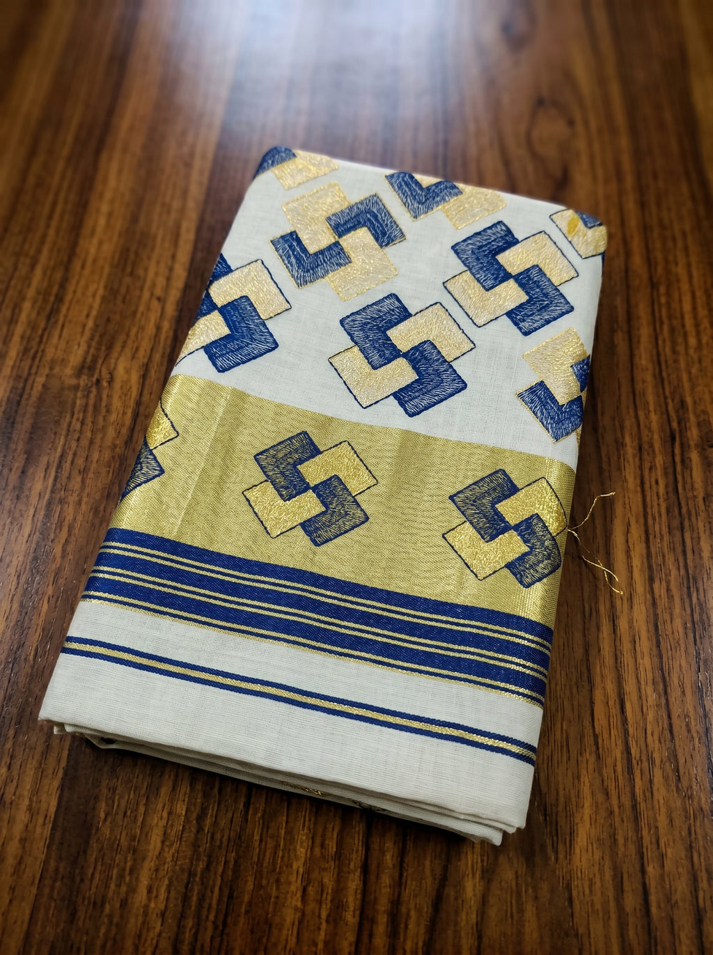 Ananthya Tissue Kasavu Blue