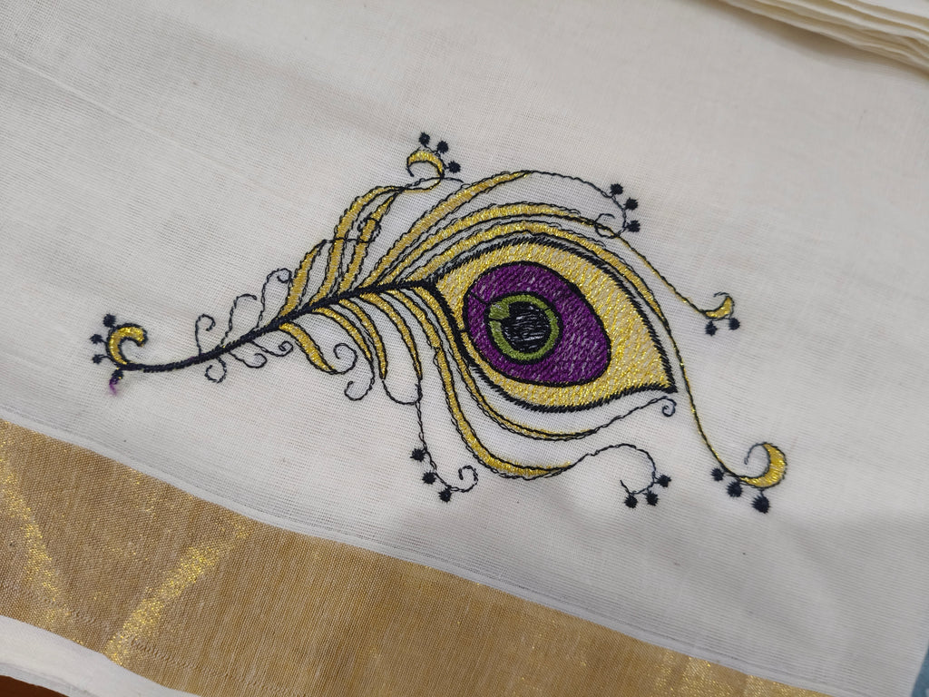 Neelamayura Cotton Kasavu Purple