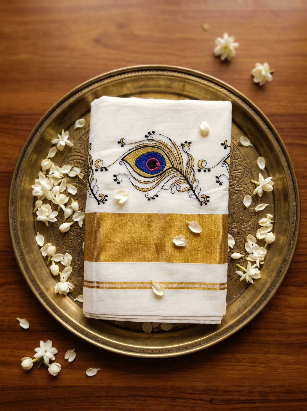 Neelamayura Cotton Kasavu Blue