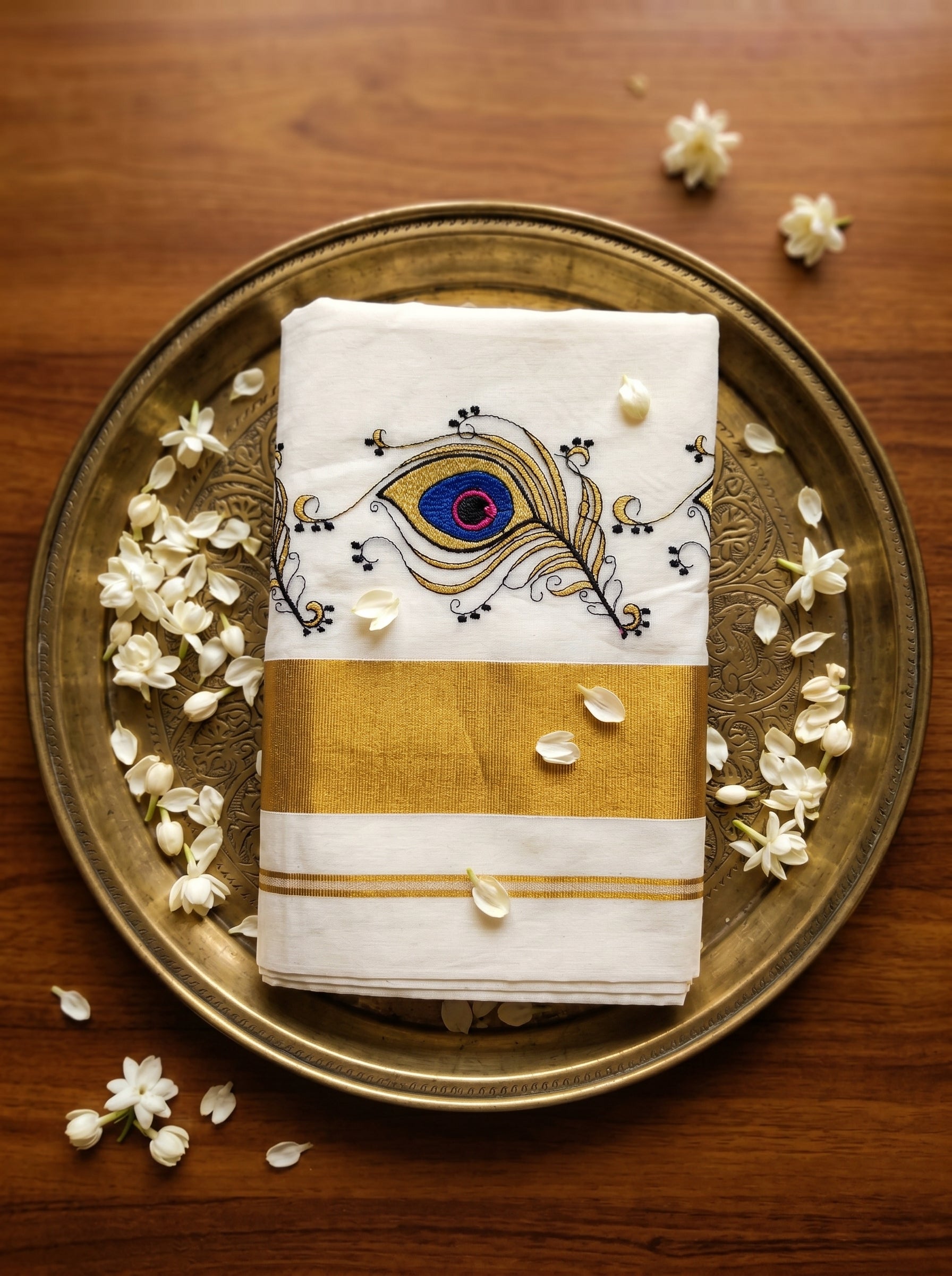 Neelamayura Cotton Kasavu Blue