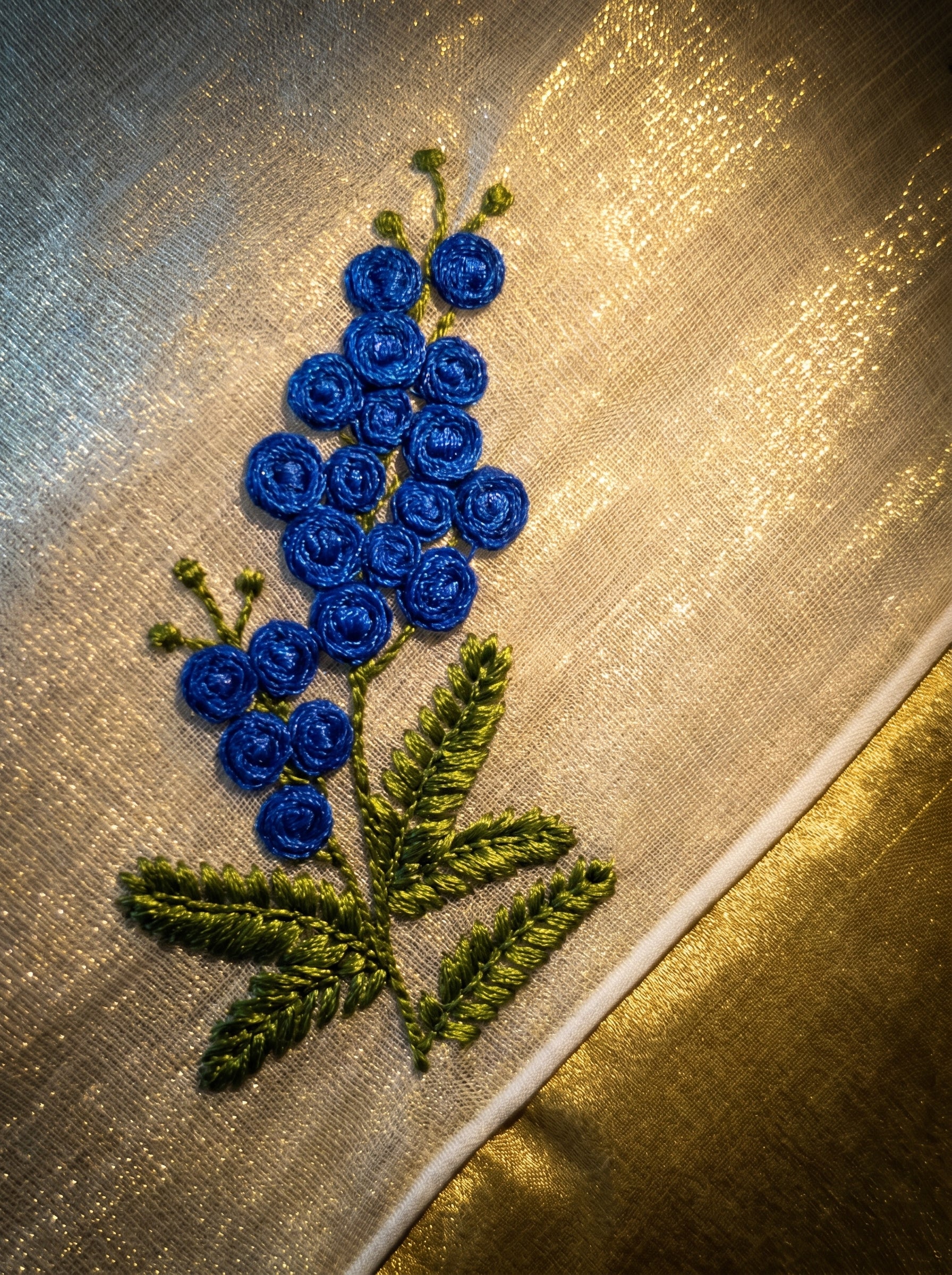 Varnapushpa Tissue Kasavu Blue