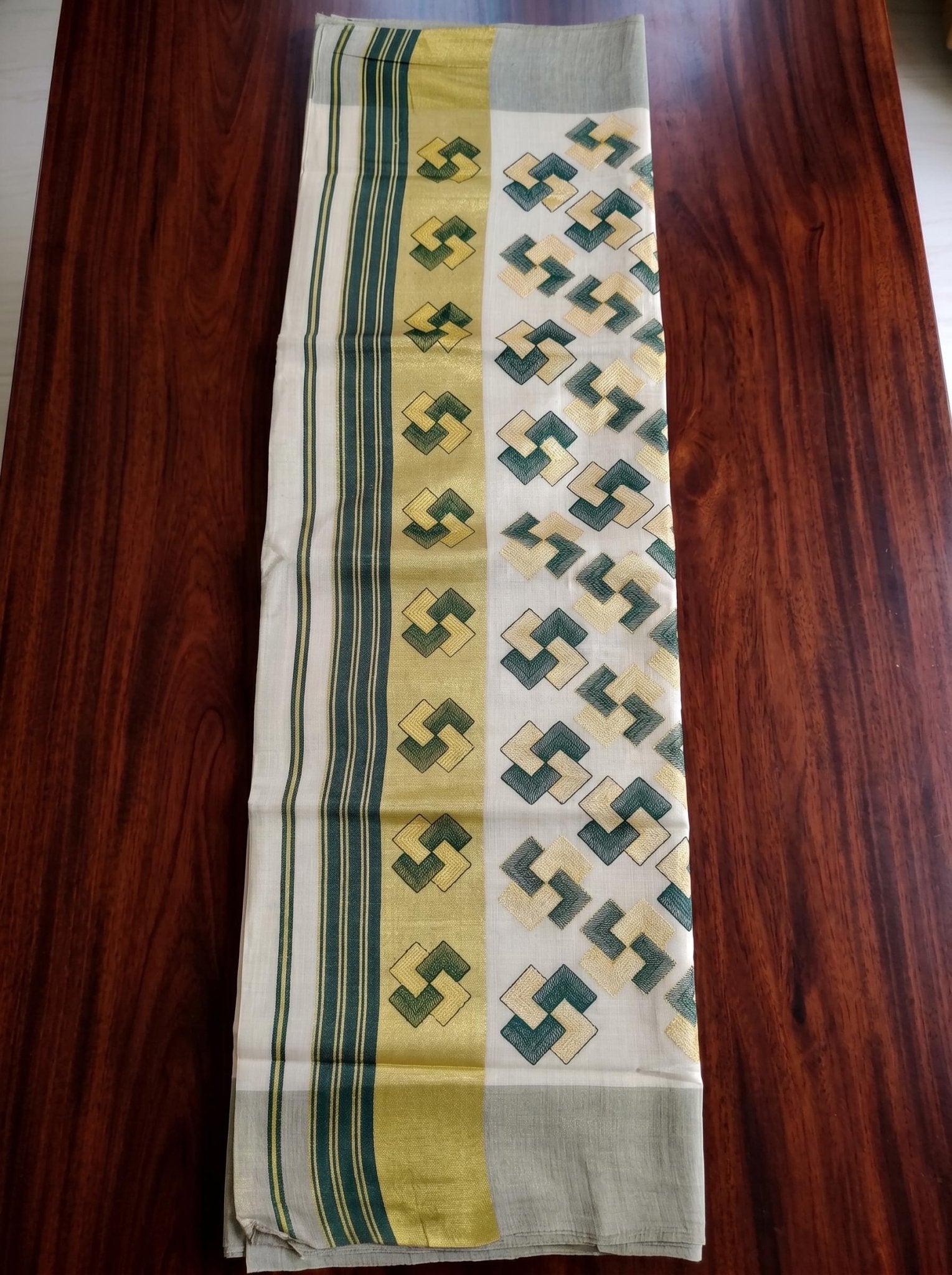 Ananthya Tissue Kasavu Green - Authentic Kerala Saree | Kasavu Saree | House Of Keralam
