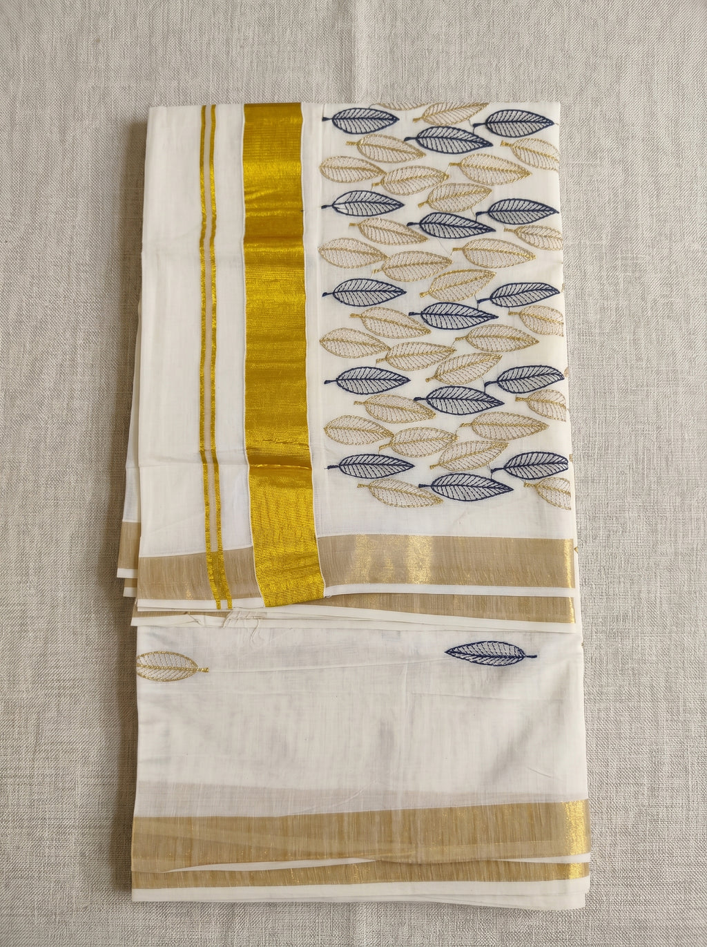 Vanamala Cotton Kasavu Blue