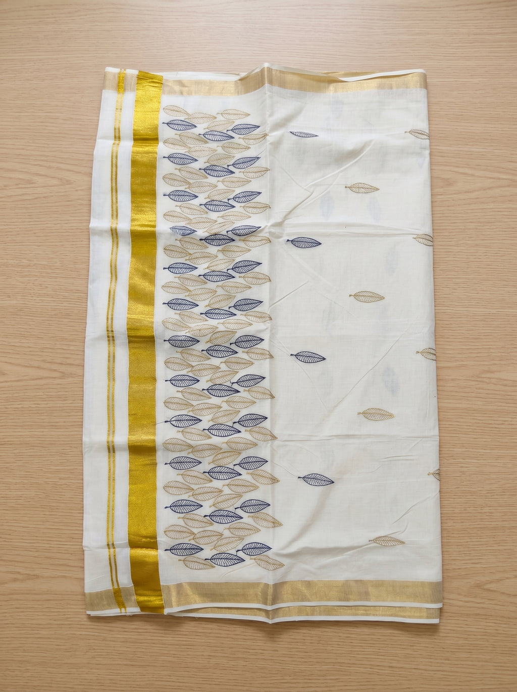 Vanamala Cotton Kasavu Blue