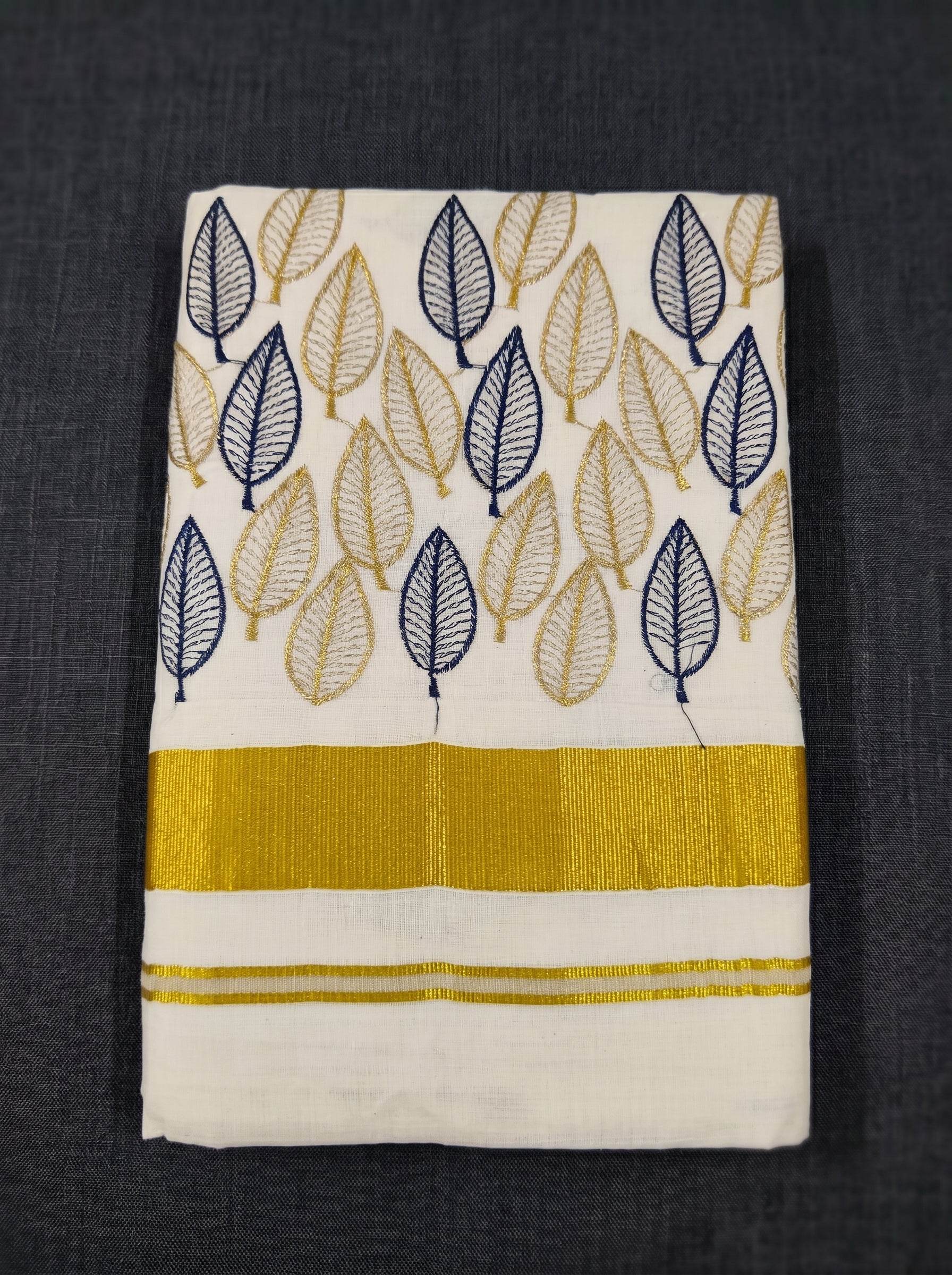 Vanamala Cotton Kasavu Blue