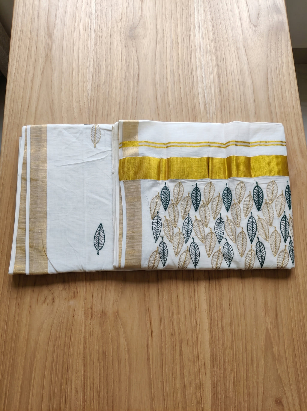 Vanamala Cotton Kasavu Green