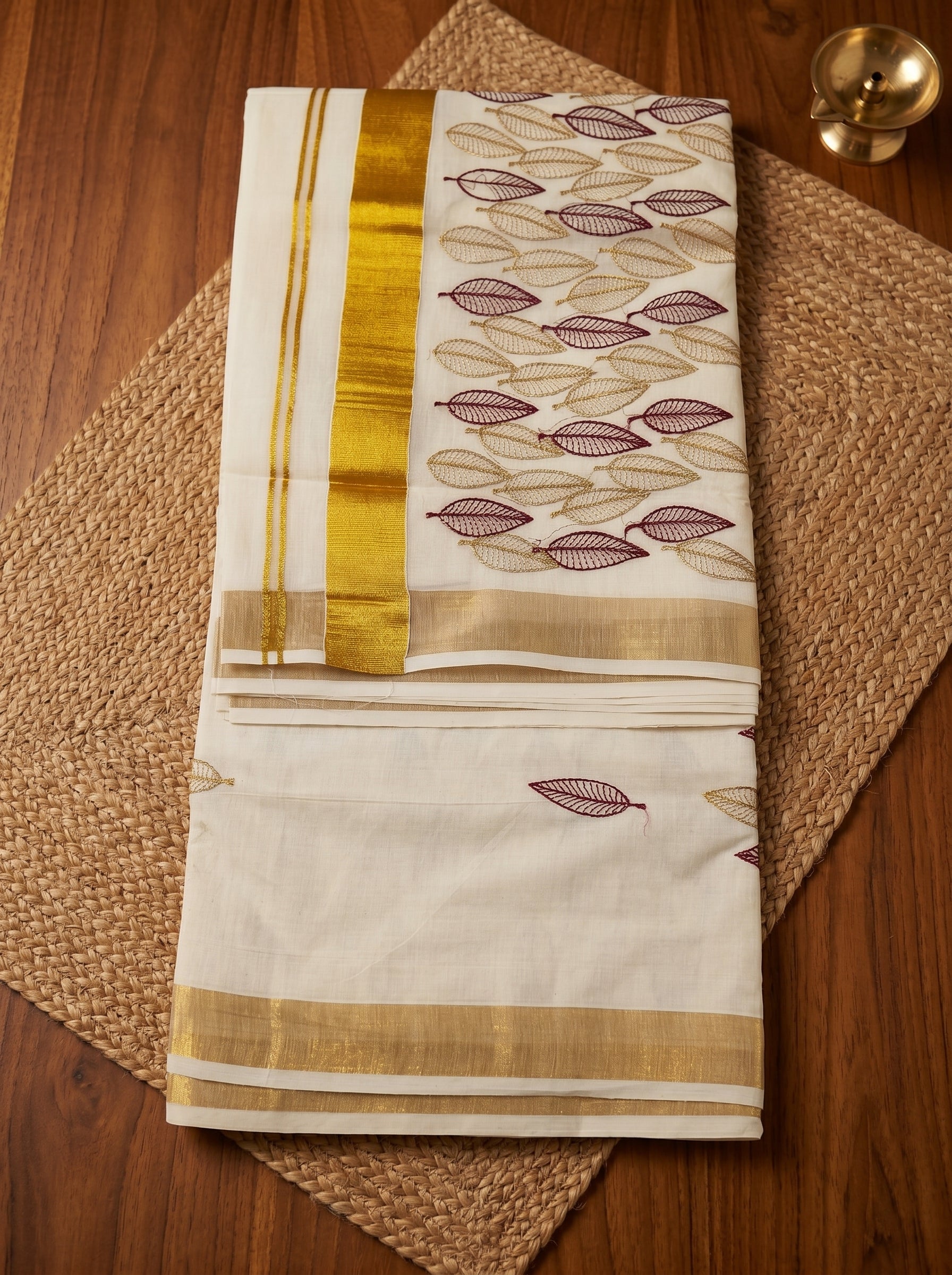 Vanamala Cotton Kasavu Marooon