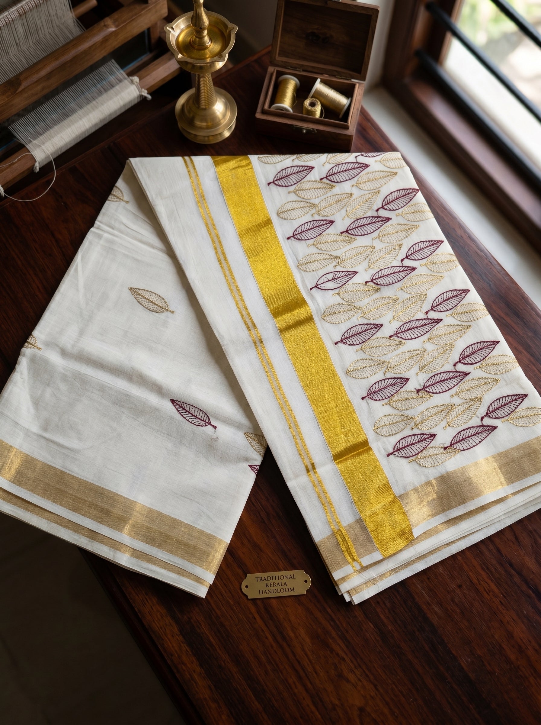 Vanamala Cotton Kasavu Marooon