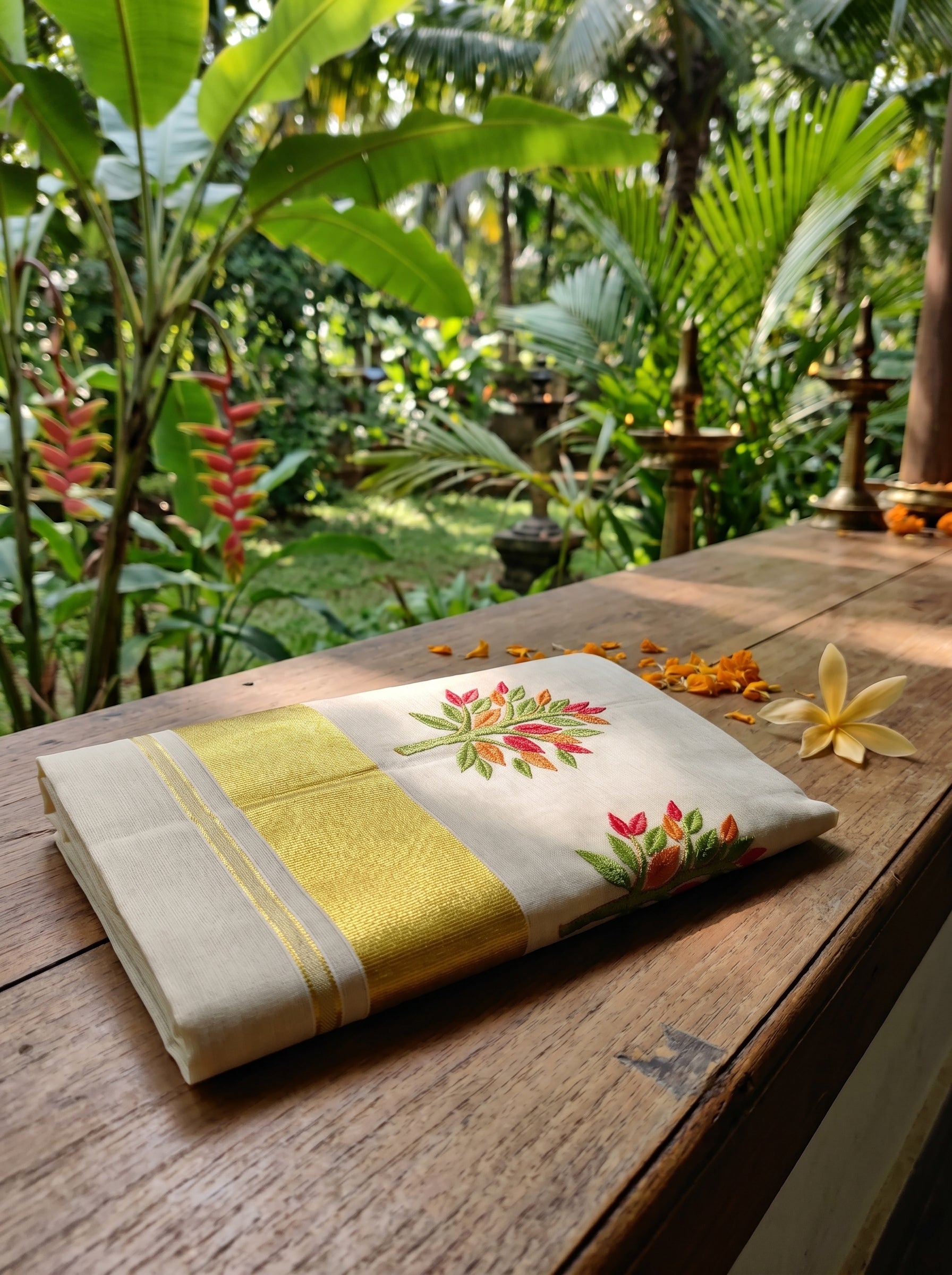 Vanaraji Tissue Kasavu Light Green