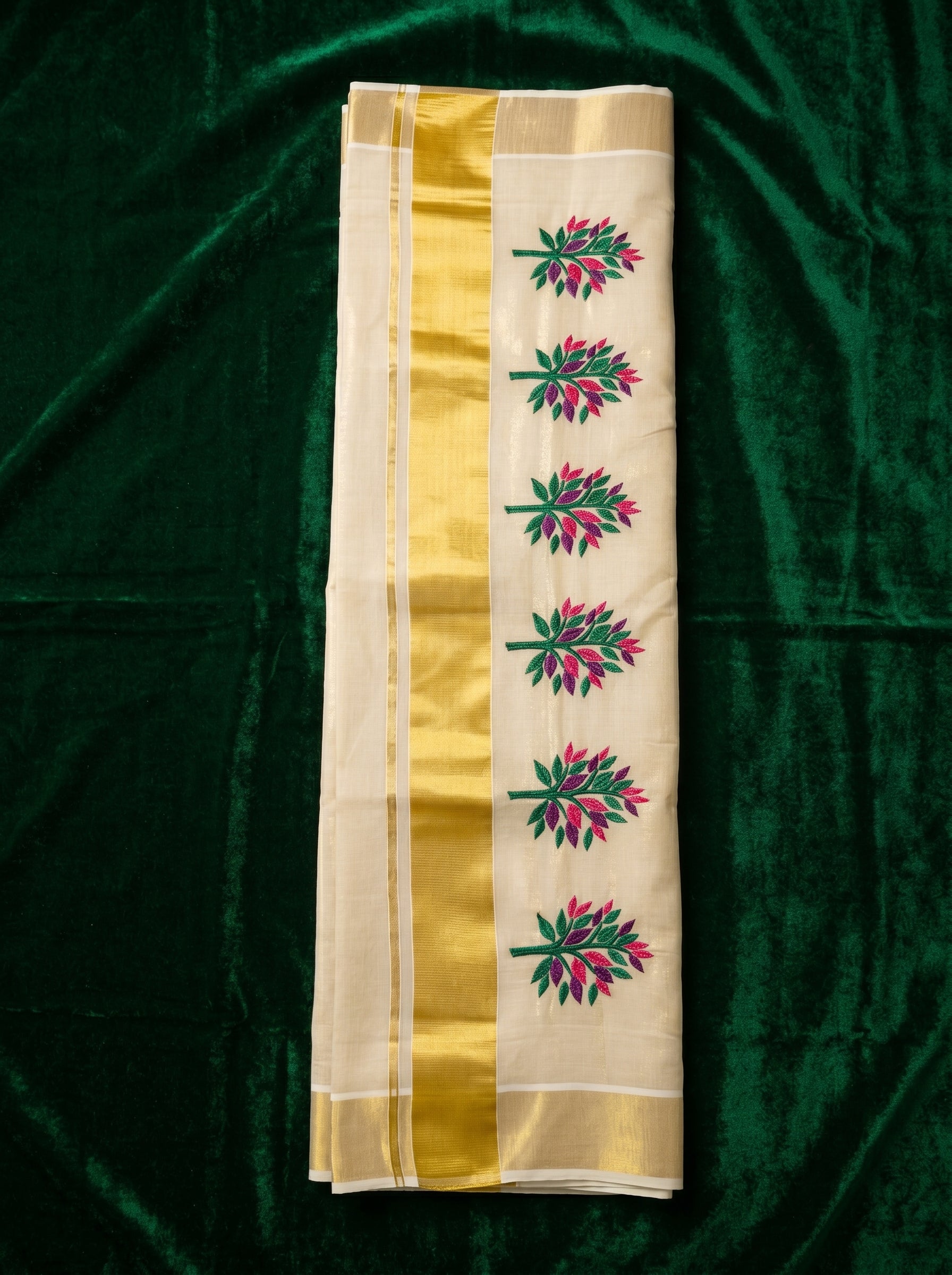Vanaraji Tissue Kasavu Peacock Green