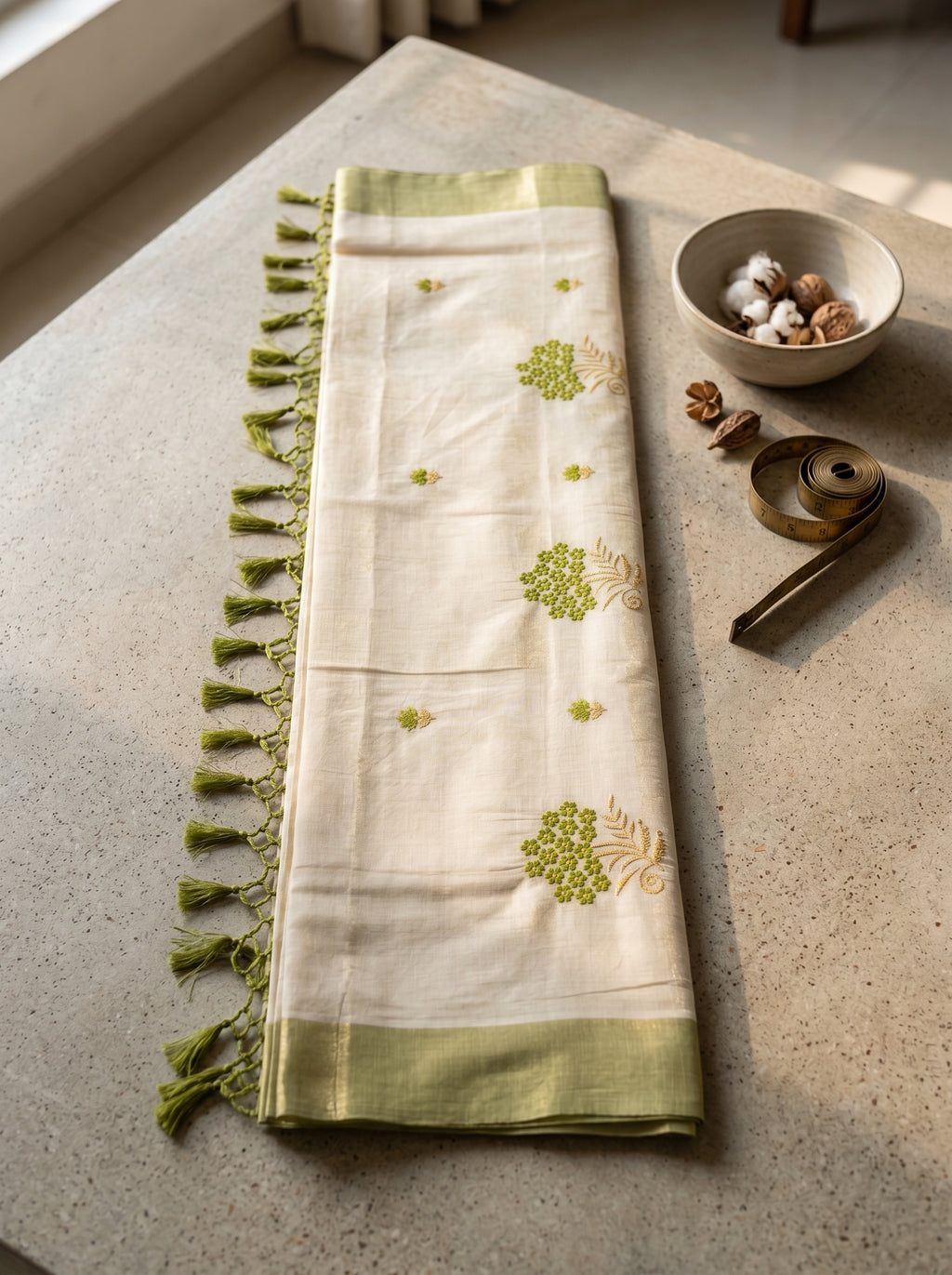 Haripriya Tissue Kasavu Green
