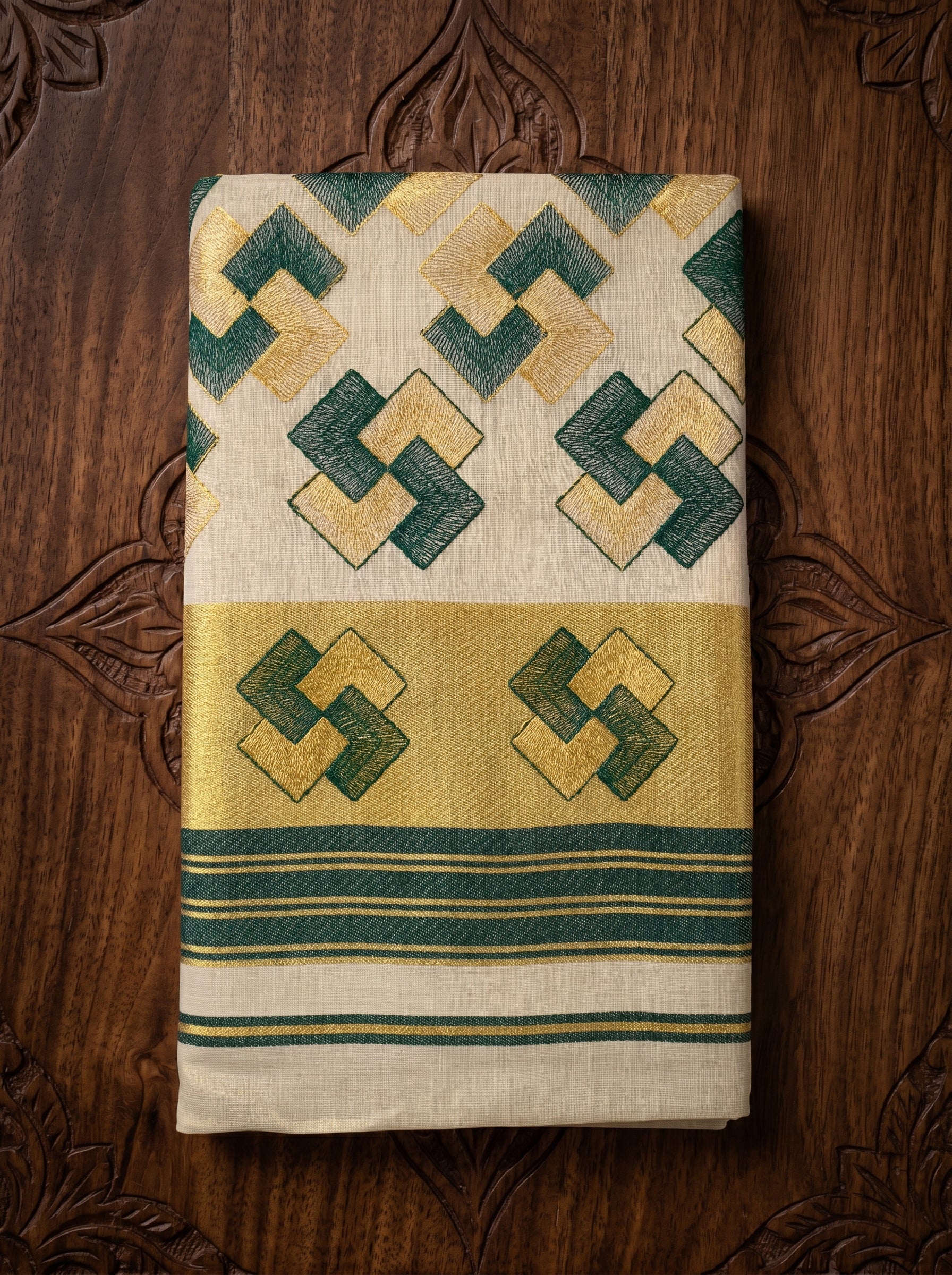 Ananthya Tissue Kasavu Green