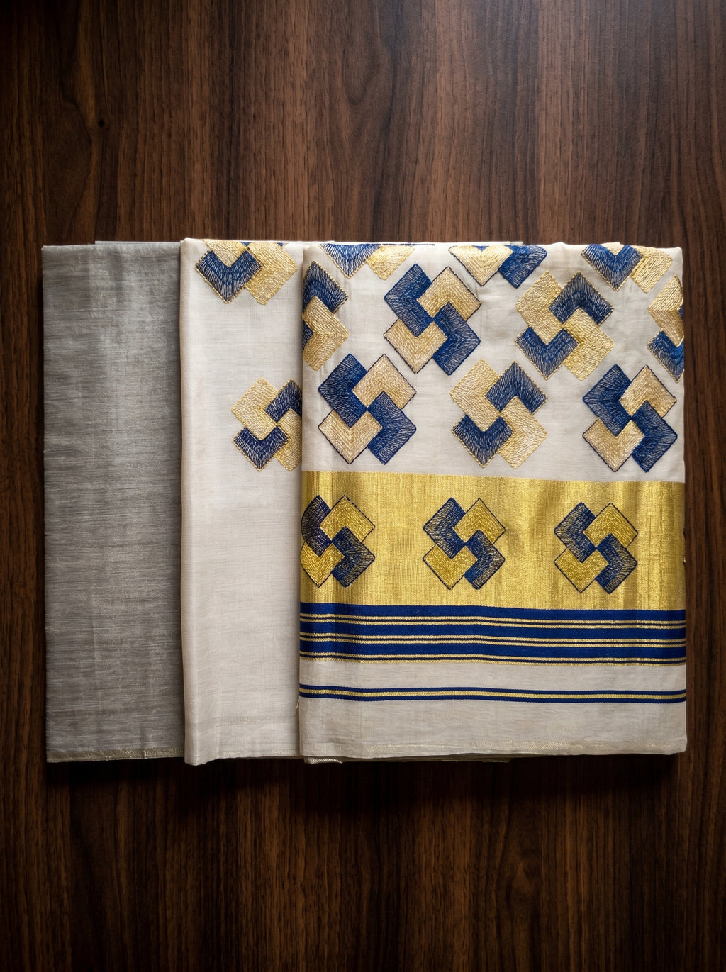 Ananthya Tissue Kasavu Blue