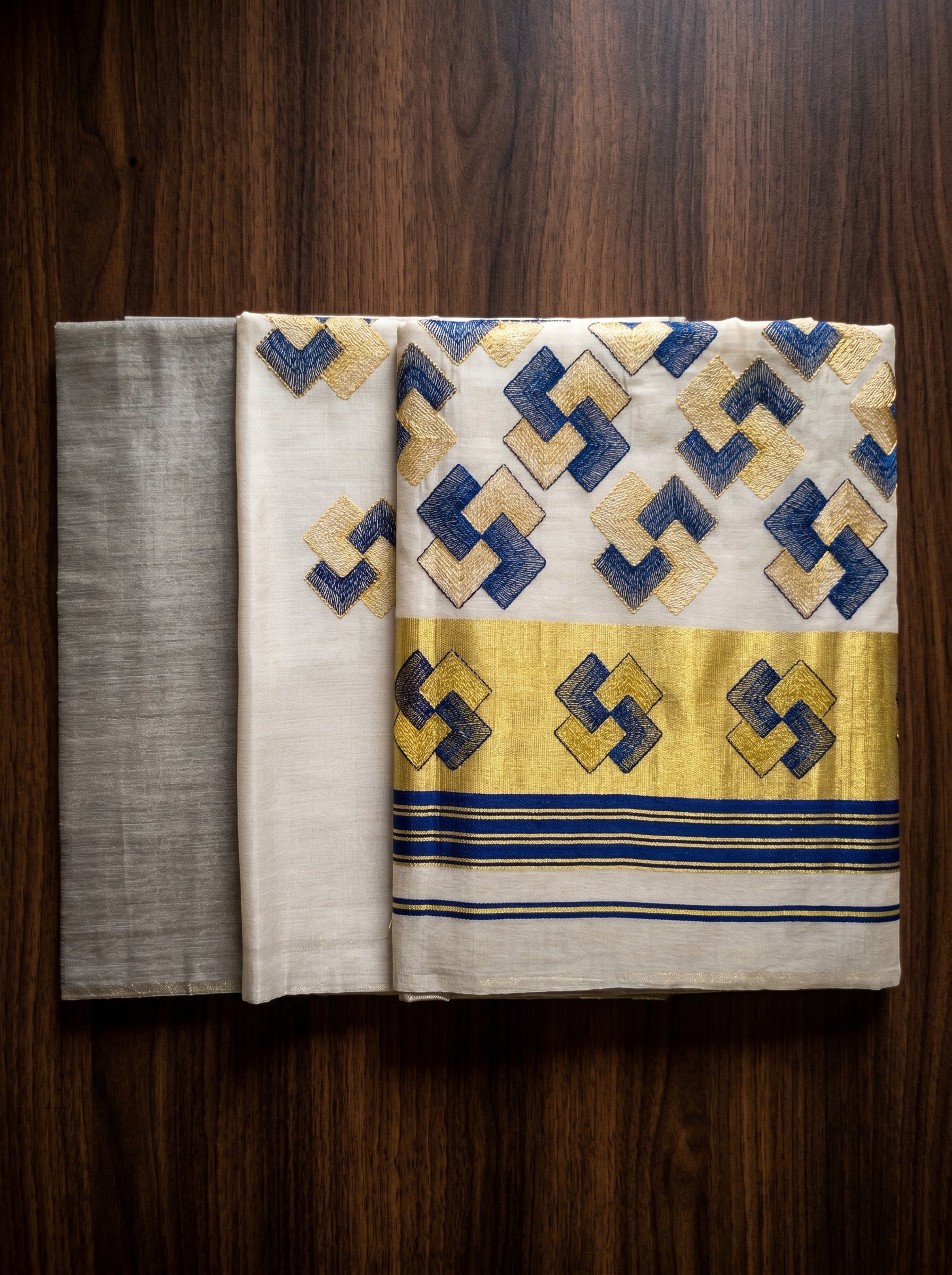 Ananthya Tissue Kasavu Blue