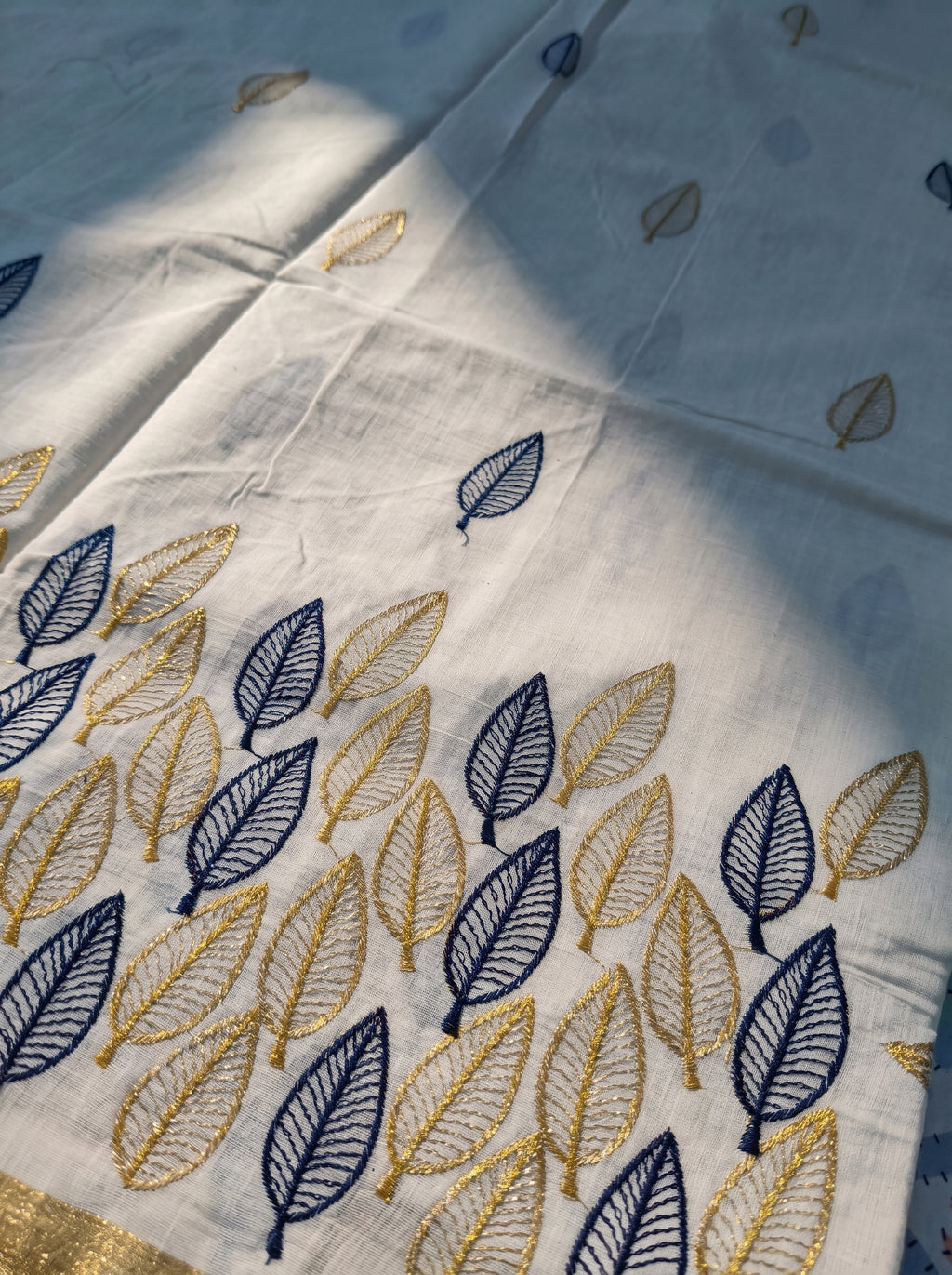 Vanamala Cotton Kasavu Blue