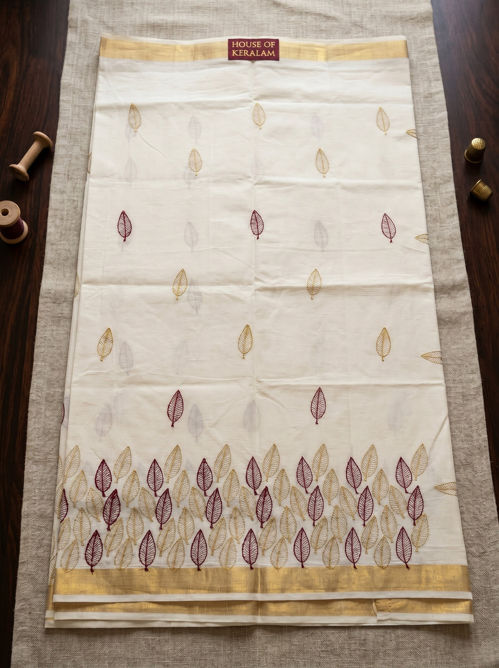 Vanamala Cotton Kasavu Marooon