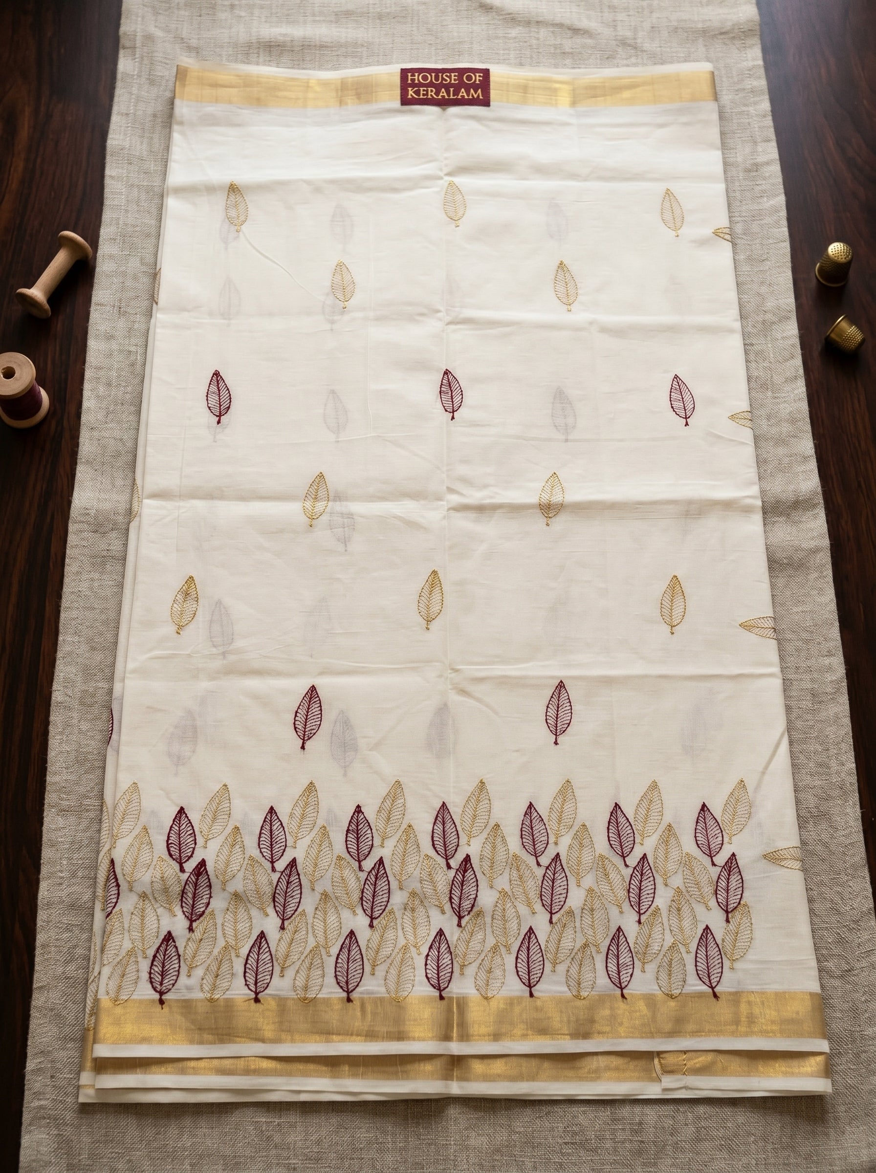 Vanamala Cotton Kasavu Marooon