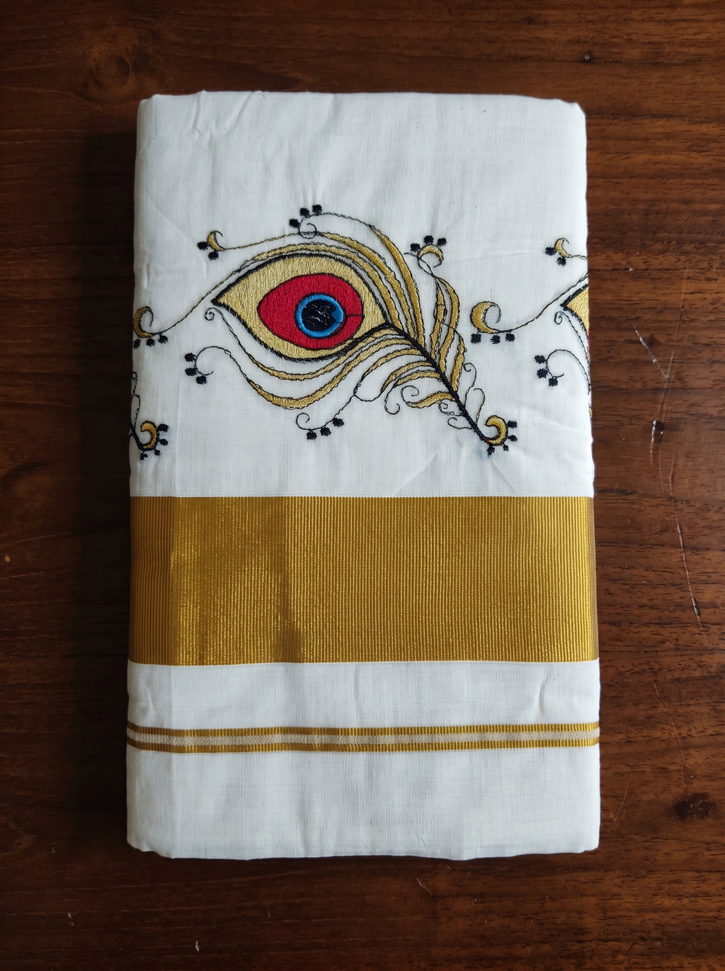 Neelamayura Cotton Kasavu Red