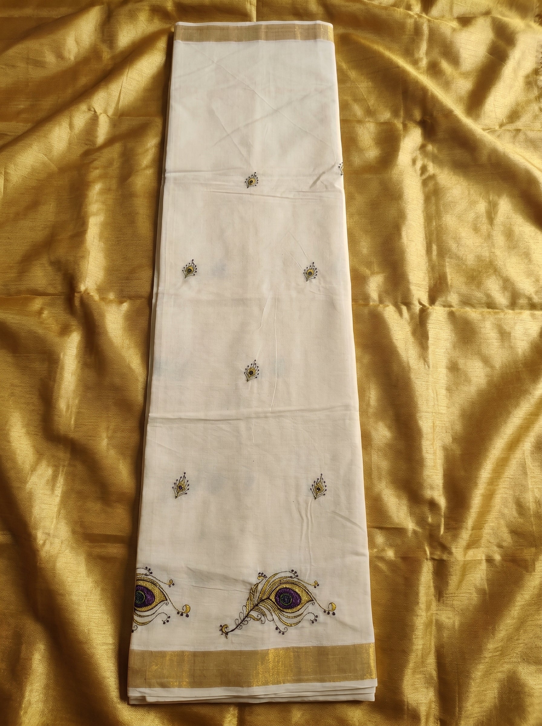 Neelamayura Cotton Kasavu Purple