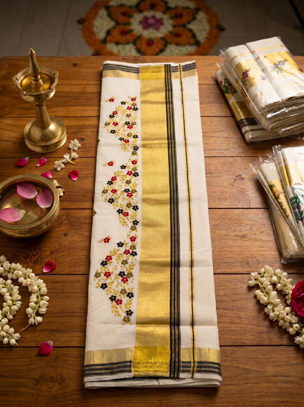 Pushpavalli Cotton Kasavu Black