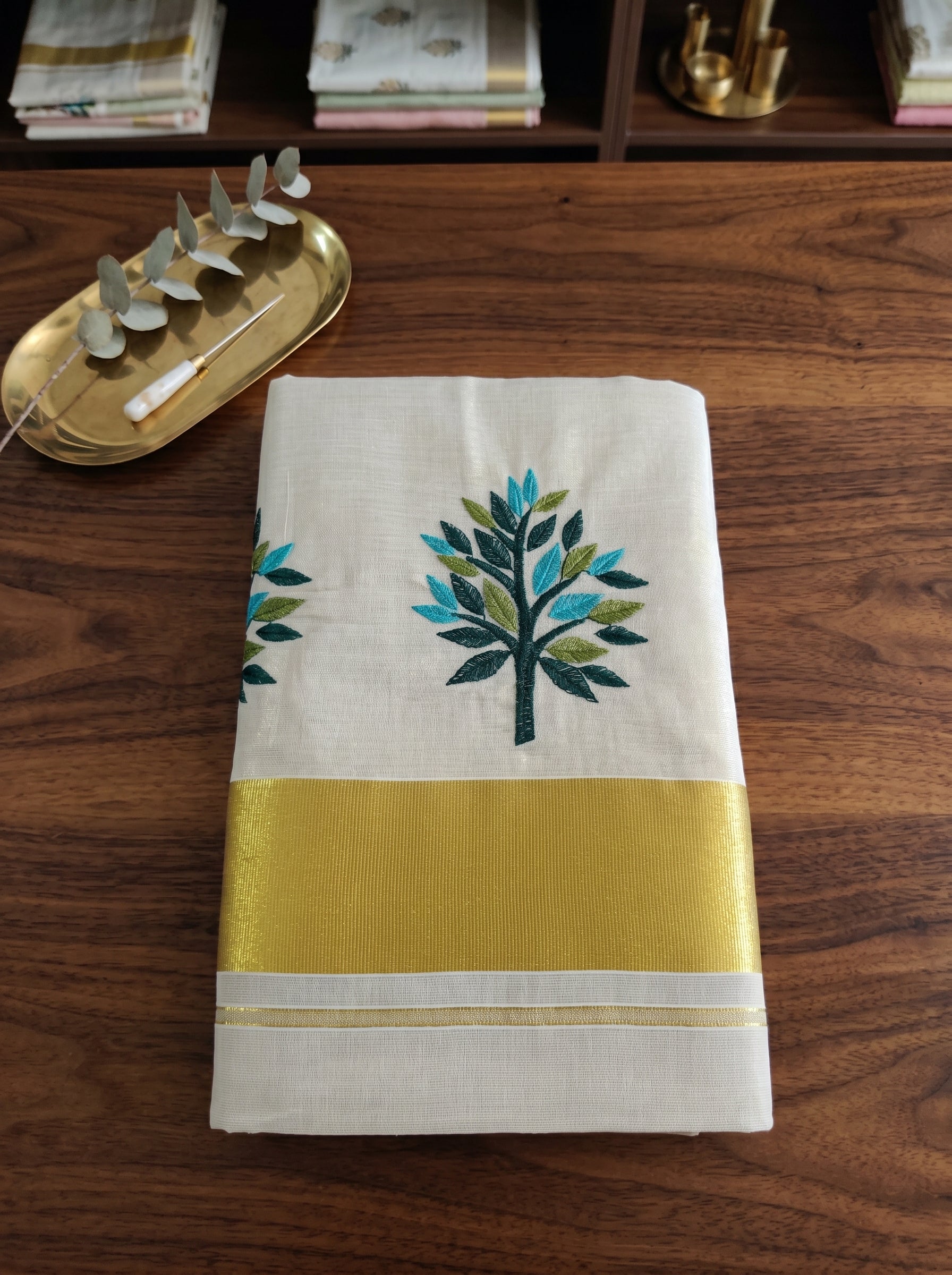 Vanaraji Tissue Kasavu Dark Green