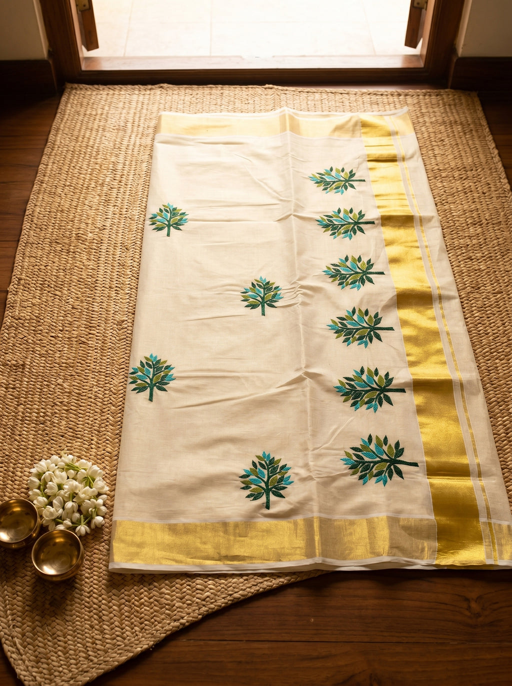 Vanaraji Tissue Kasavu Dark Green
