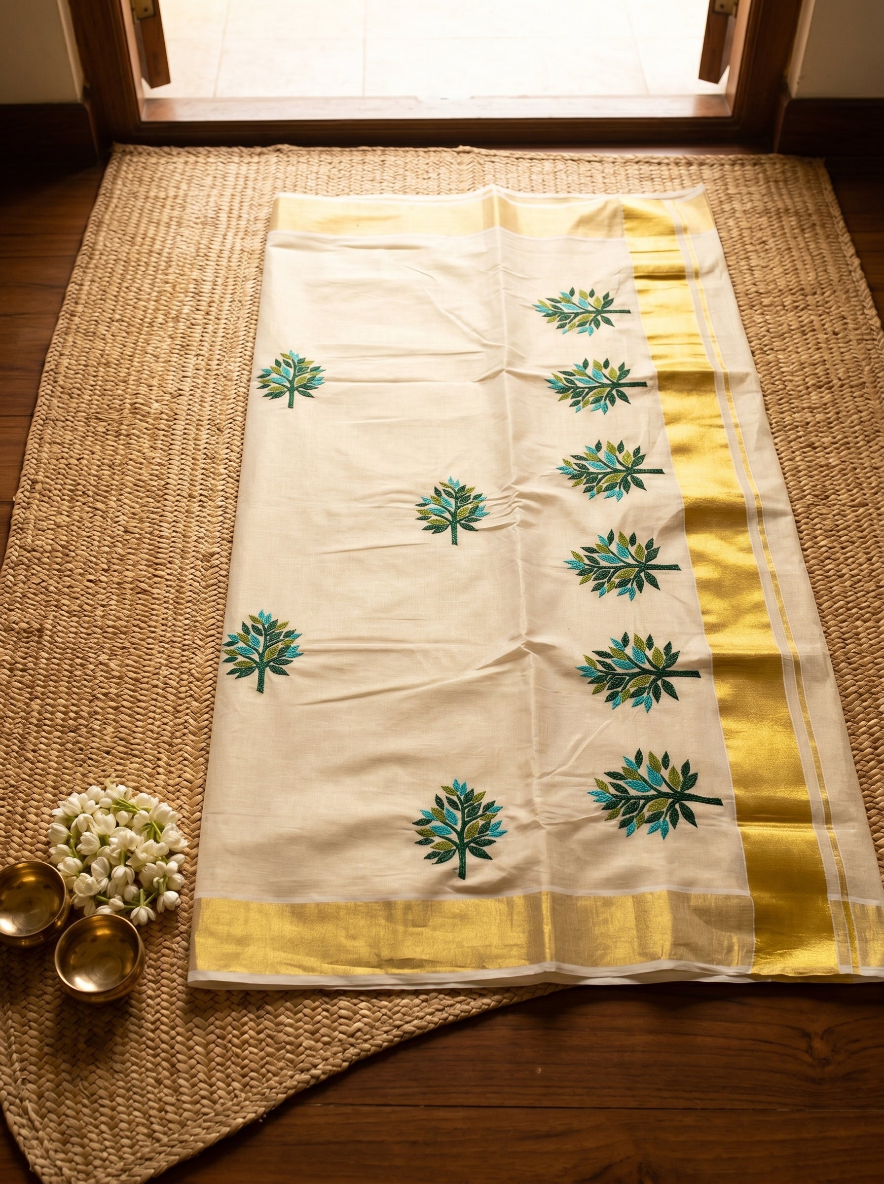 Vanaraji Tissue Kasavu Dark Green