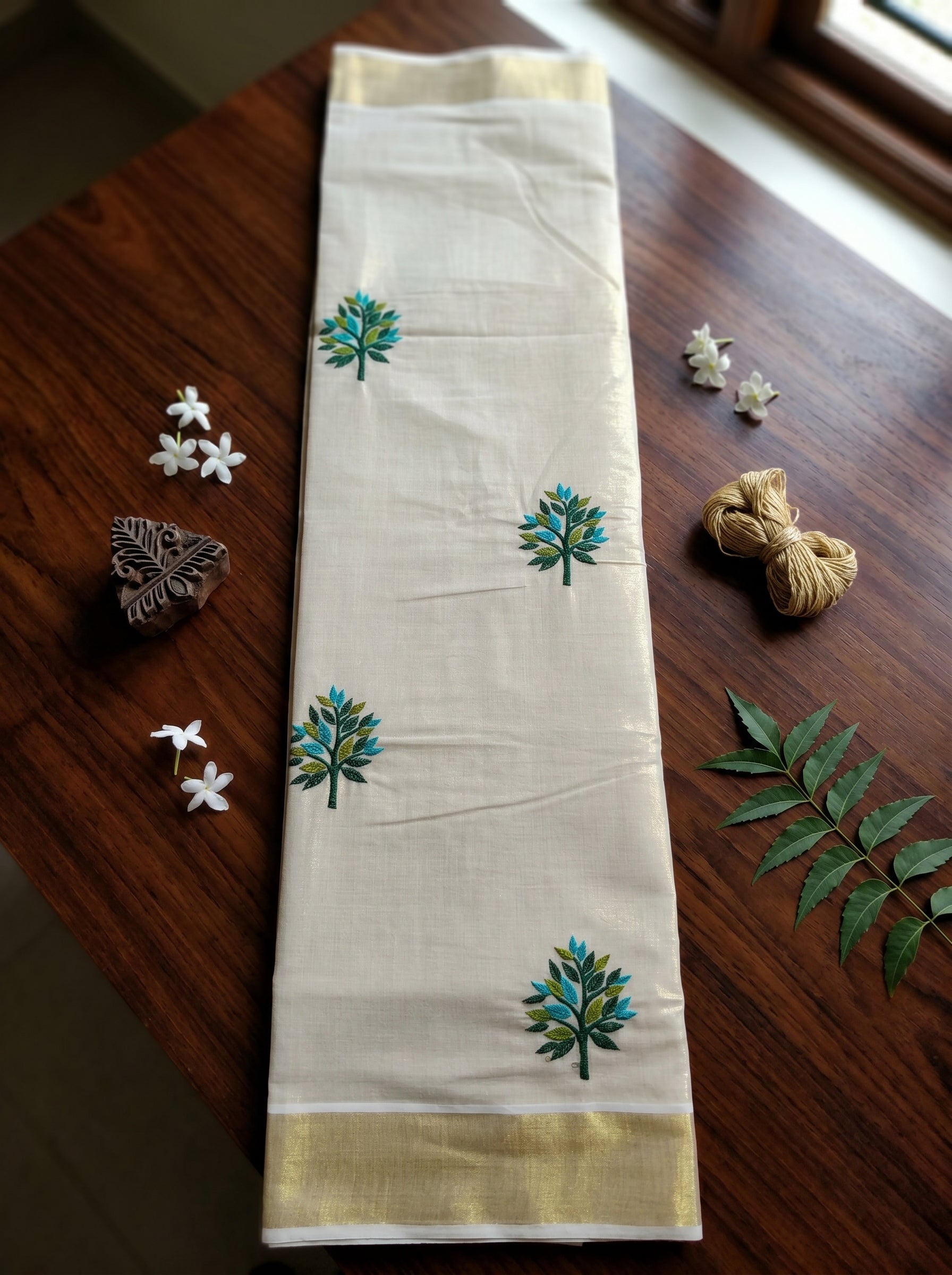 Vanaraji Tissue Kasavu Dark Green