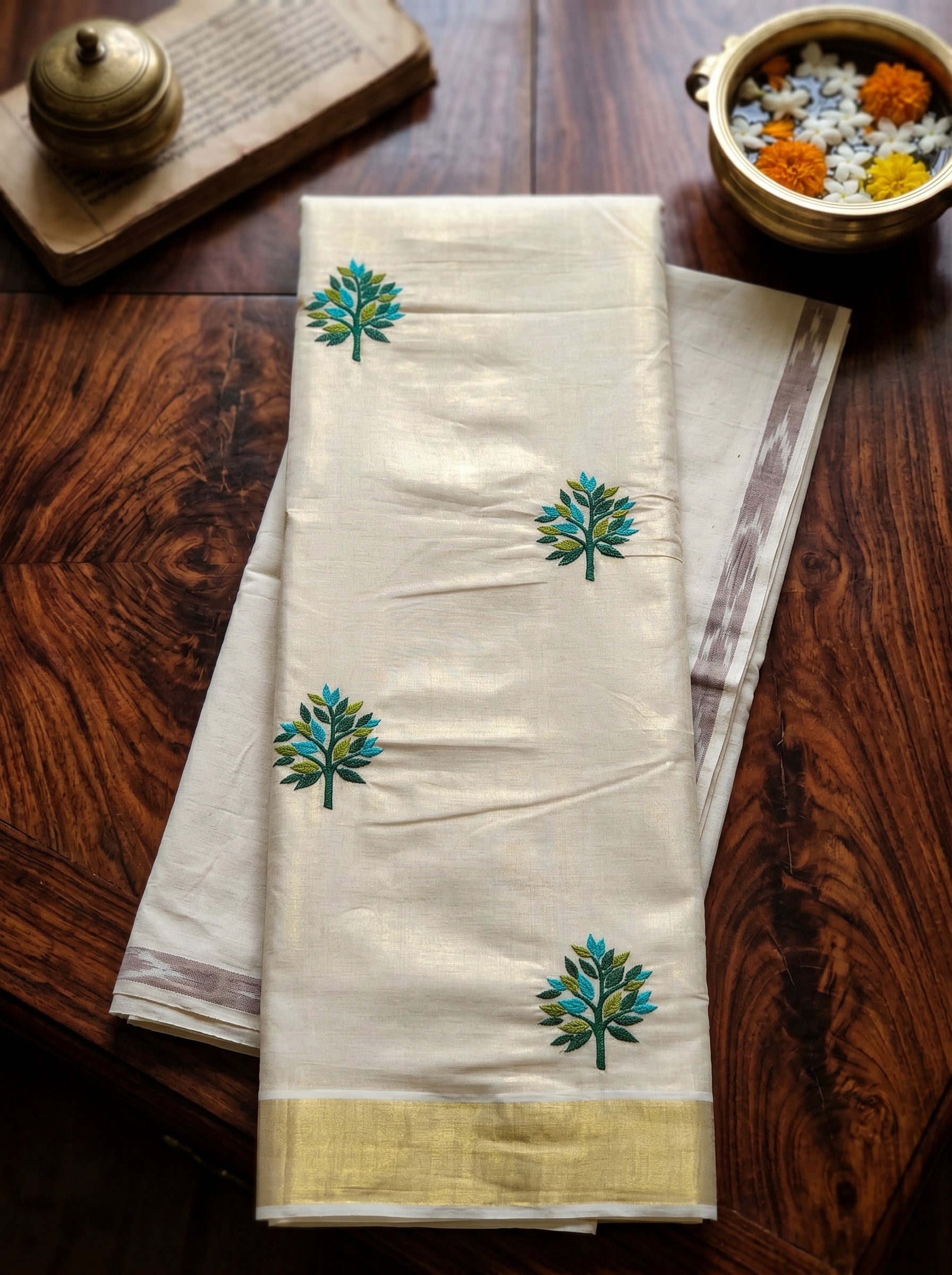 Vanaraji Tissue Kasavu Dark Green