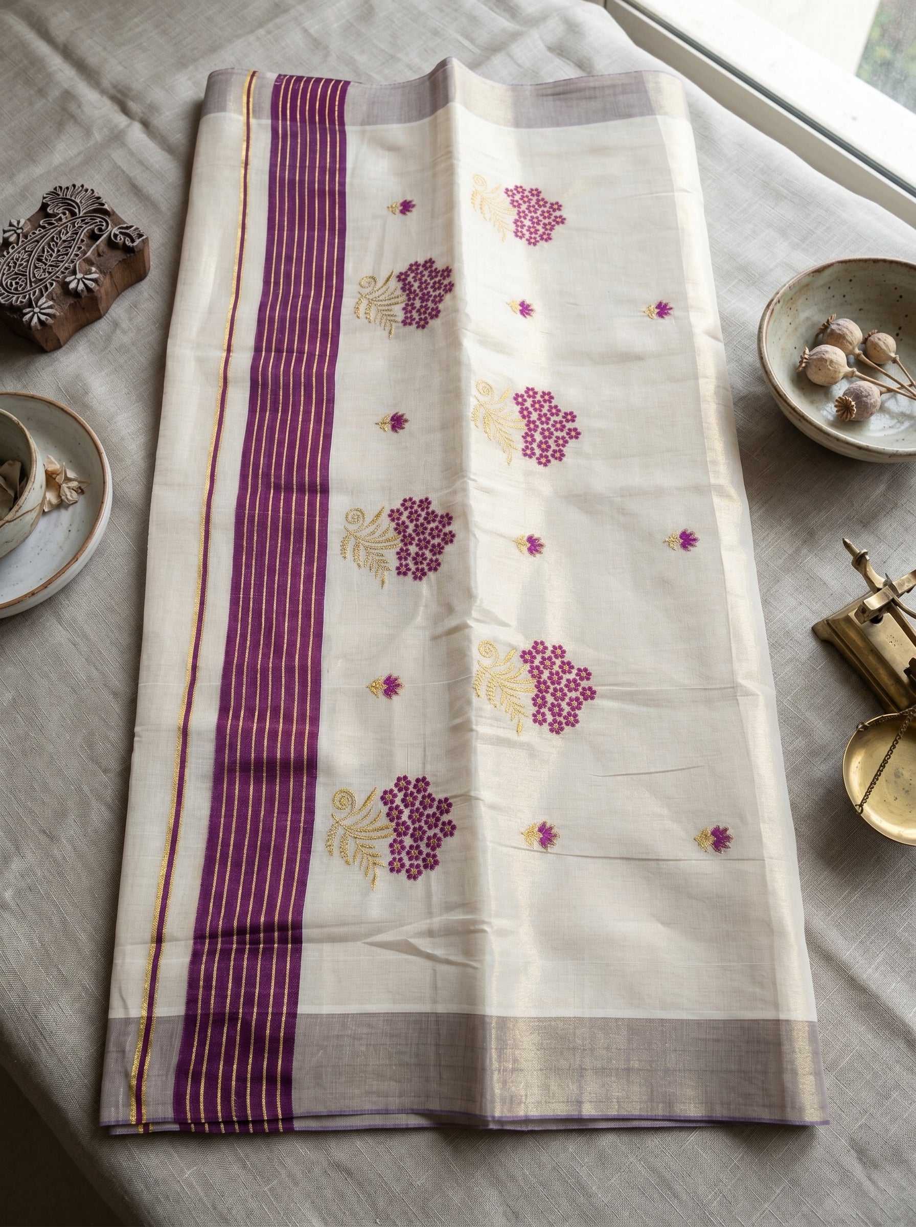 Haripriya Tissue Kasavu Purple