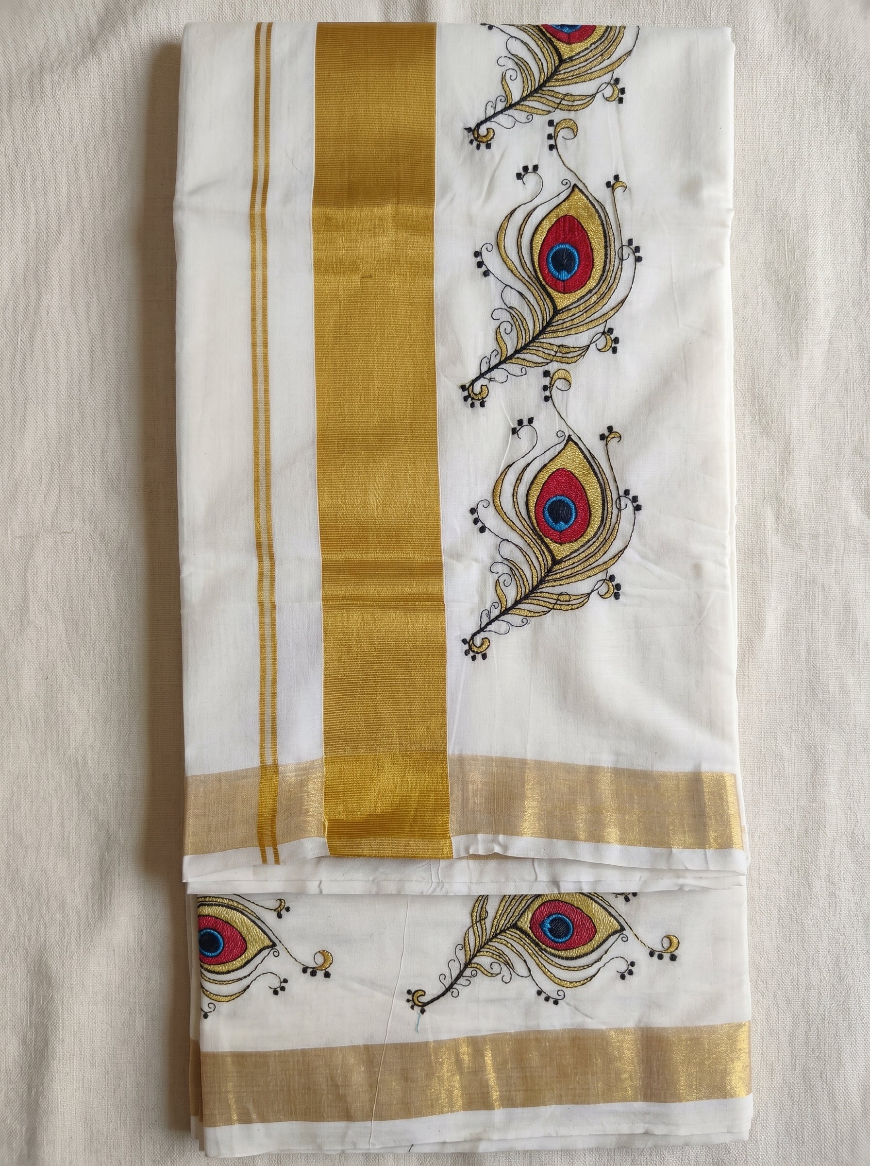 Neelamayura Cotton Kasavu Red