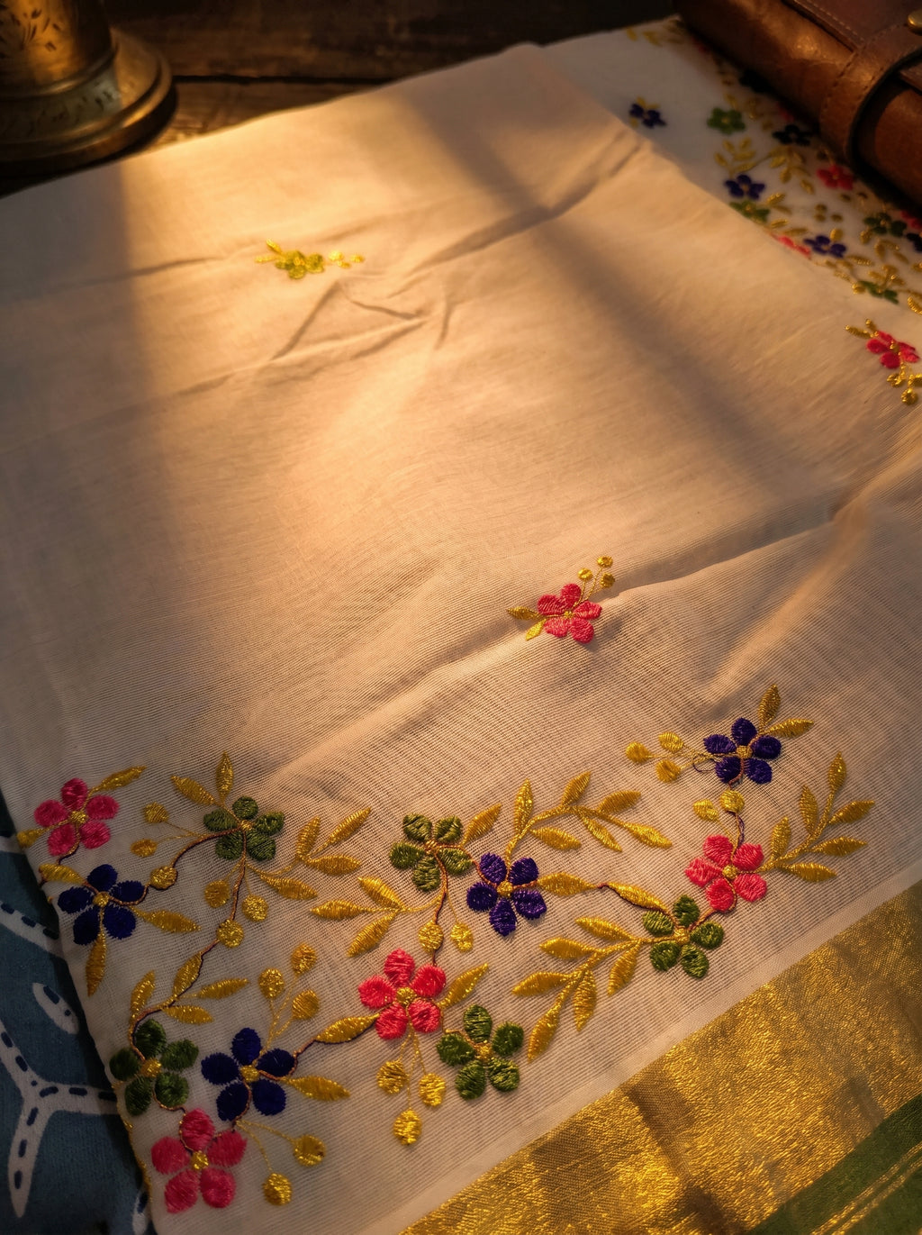 Pushpavalli Cotton Kasavu Light Green