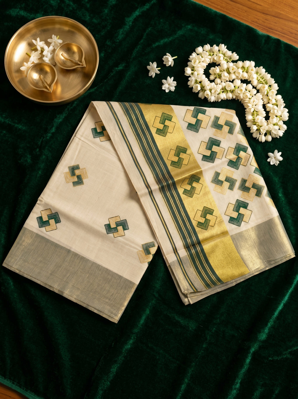Ananthya Tissue Kasavu Green
