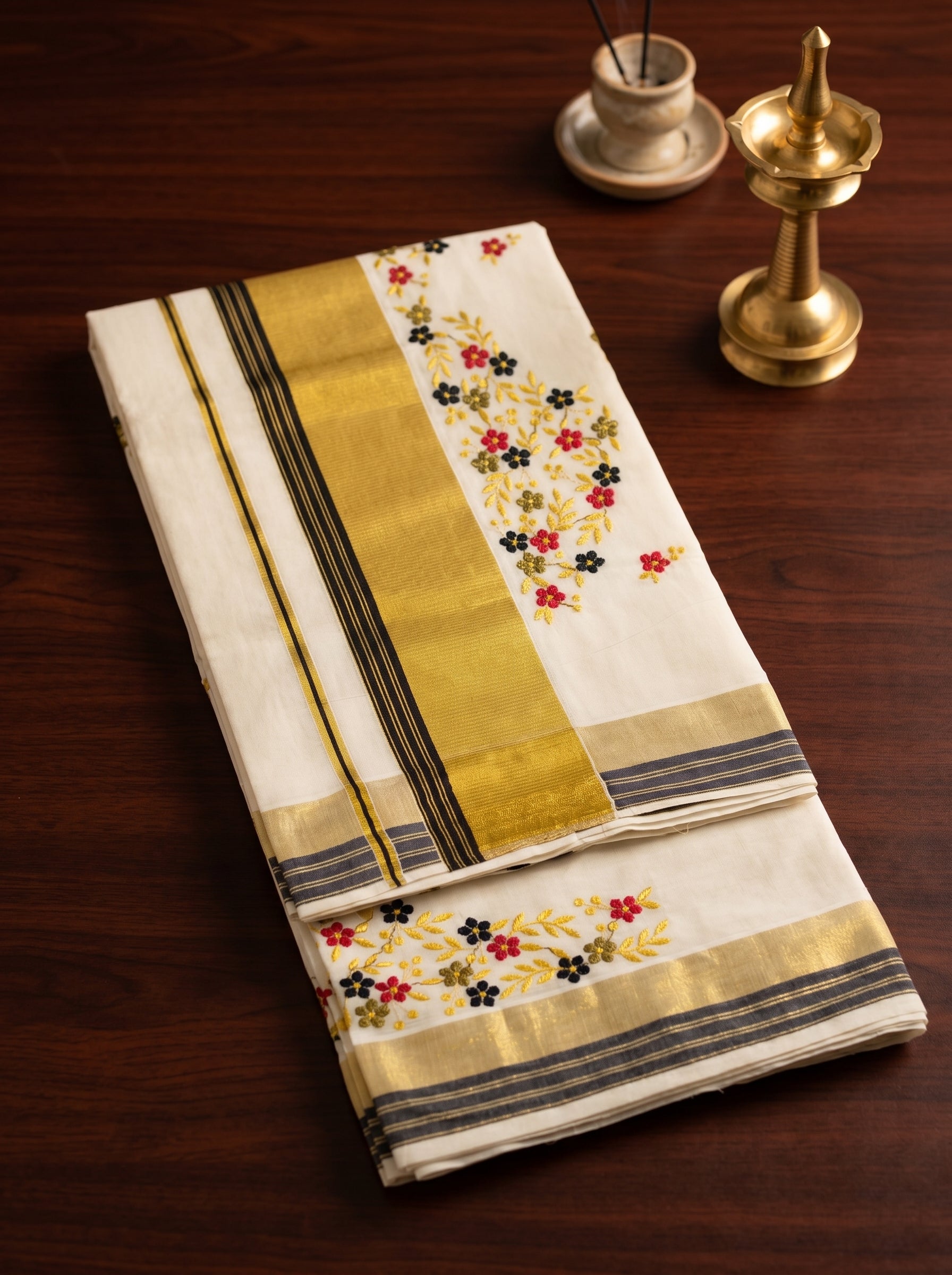 Pushpavalli Cotton Kasavu Black