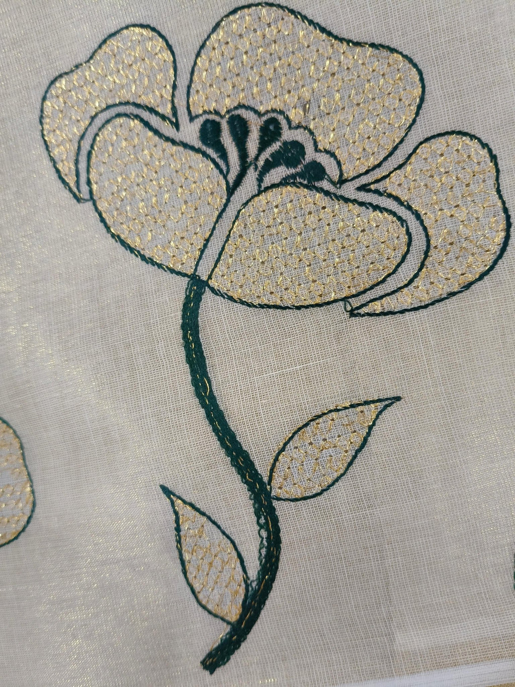 Hemaprabha Tissue Kasavu Green - Authentic Kerala Saree | Kasavu Saree | House Of Keralam