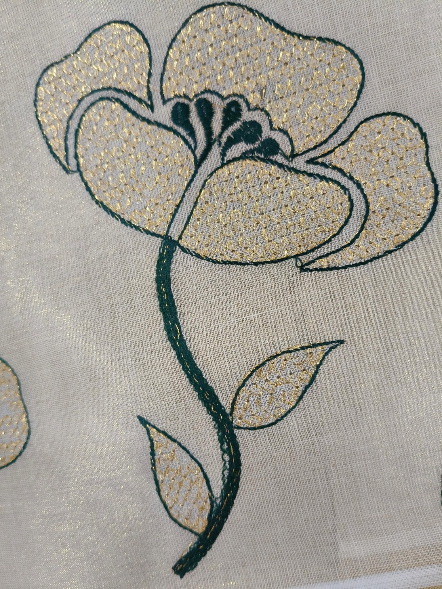 Hemaprabha Tissue Kasavu Green - Authentic Kerala Saree | Kasavu Saree | House Of Keralam
