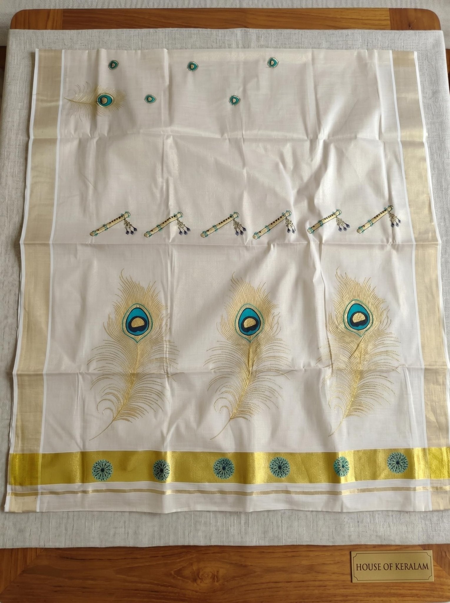 Mayoorika Tissue Kasavu Blue - Authentic Kerala Saree | Kasavu Saree | House Of Keralam