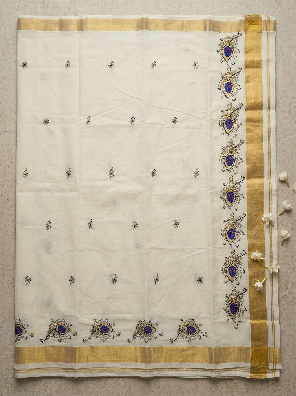 Neelamayura Cotton Kasavu Blue