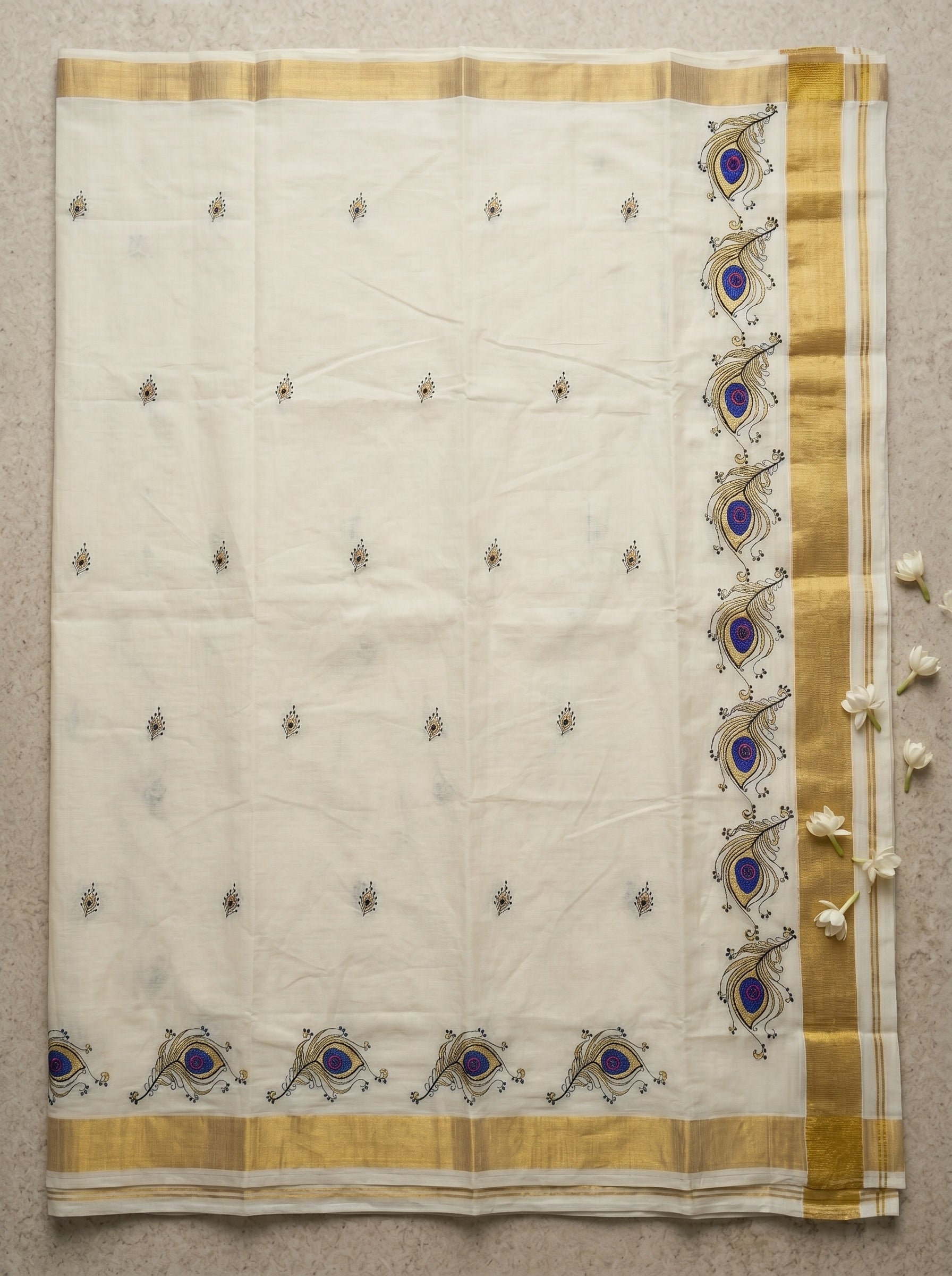 Neelamayura Cotton Kasavu Blue