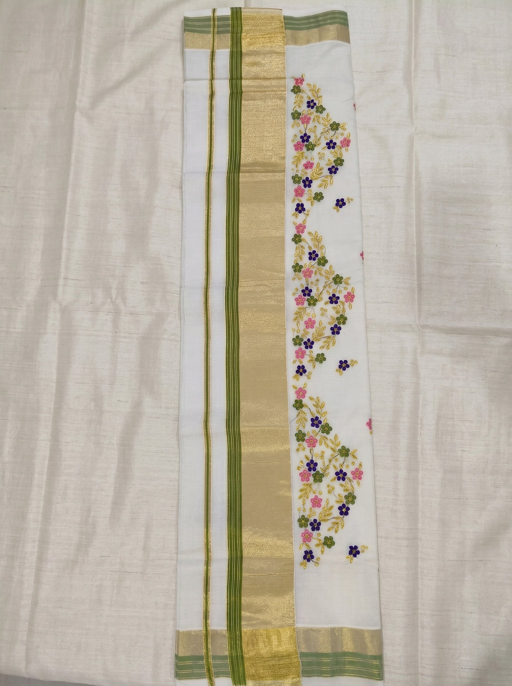 Pushpavalli Cotton Kasavu Light Green