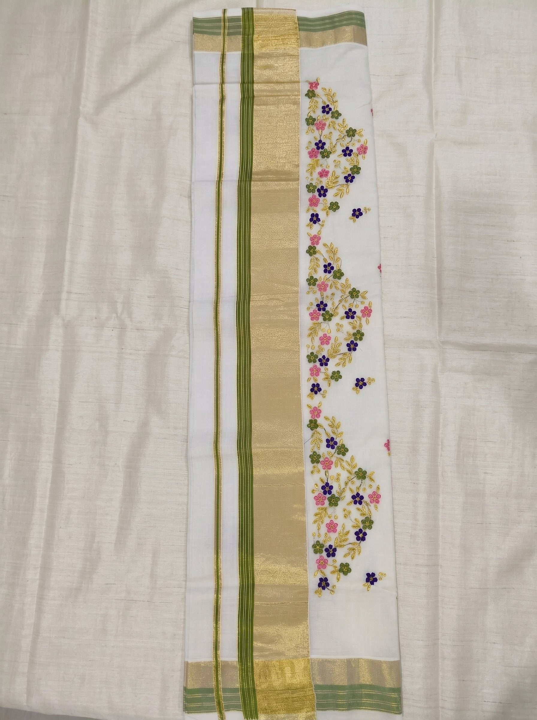 Pushpavalli Cotton Kasavu Light Green
