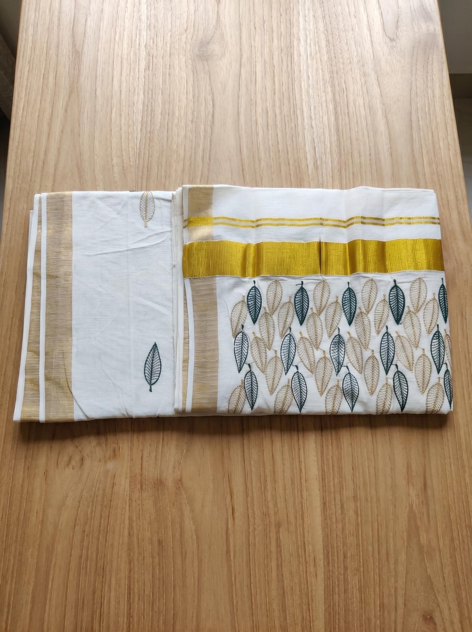 Vanamala Cotton Kasavu Green - Authentic Kerala Saree | Kasavu Saree | House Of Keralam